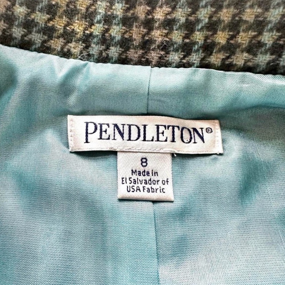 Pendleton Green Multi Houndstooth Wool Blazer - image 4